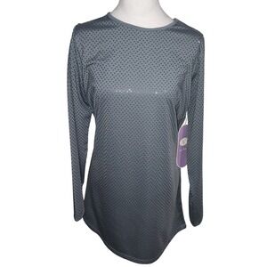 DG2 by Diane Gilman Long Sleeve Top Sparkle Accents Gray Size M